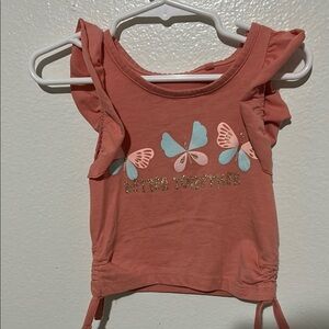 Freestyle Orange and Blue Short Sleeve Tee with Butterfly Design